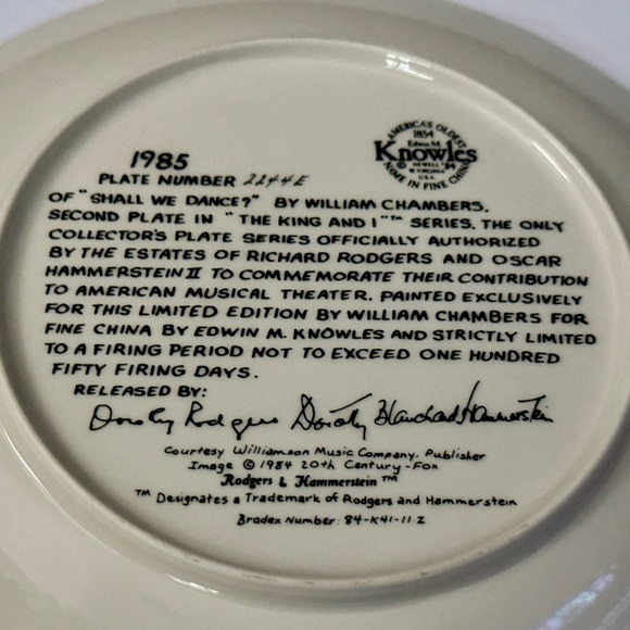 Vintage 1985 Knowles King and I Collector Plate - Shall We Dance, Rare & Limited - Picture 12 of 16